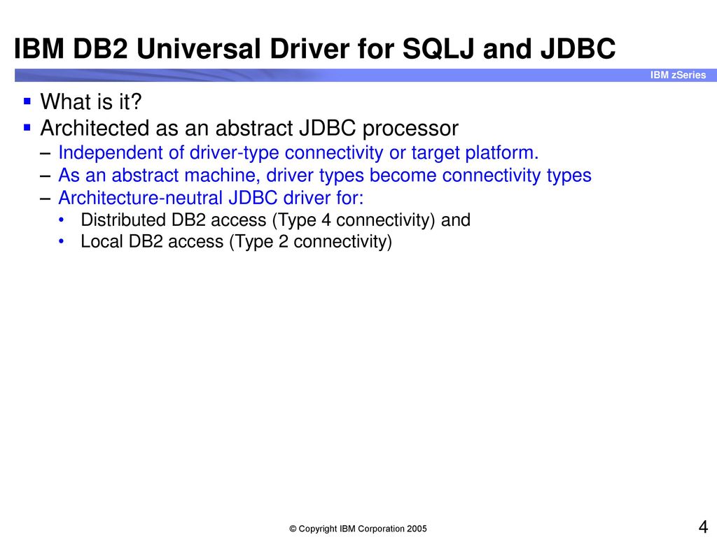 ibm db2 universal driver for jdbc and sqlj